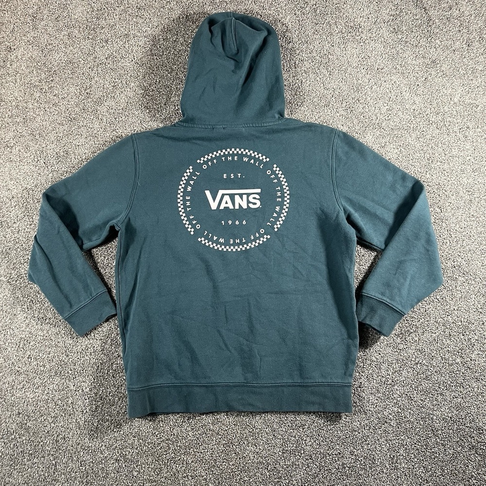 Vans Women's Large Pullover Hoodie Green Logo Fleece Sweatshirt - Picture 9 of 10